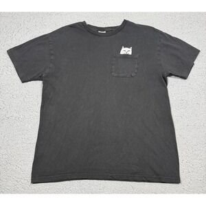 RIPNDIP Shirt Mens Large Black Lord Nermal Pocket Cat Graphic Tee Streetwear